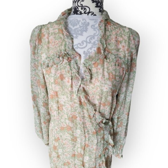 Esqualo Floral Ruffle Wrap Dress NWT Sz 6 - Picture 8 of 10